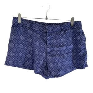 Cynthia Rowley Women's 100% Linen Printed Shorts Blue Size 10 Summer Lightweight